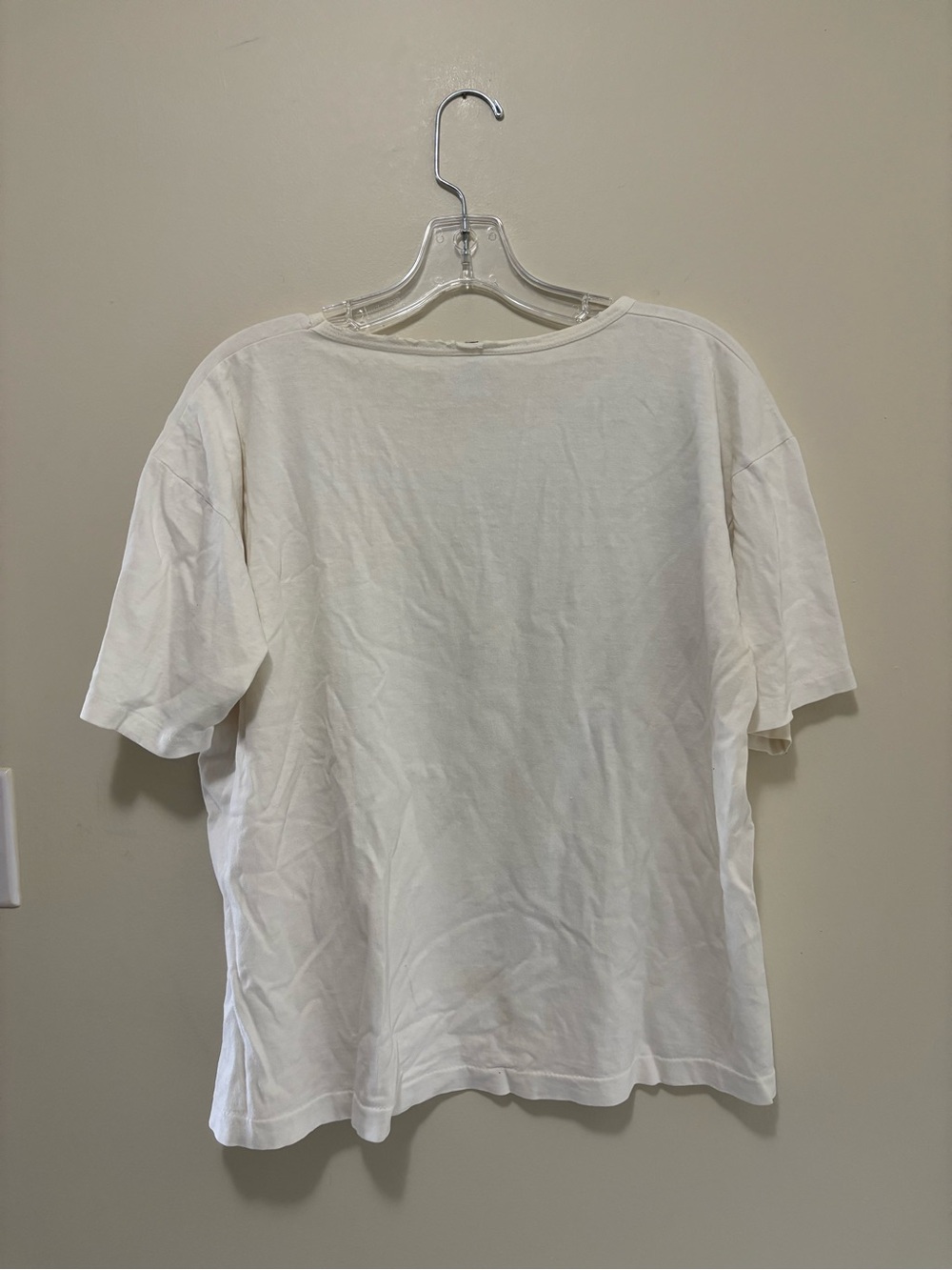 Vintage 90s Anvil Hand Painted Floral Iris Graphic White T-Shirt (Women's Large) - Picture 3 of 3